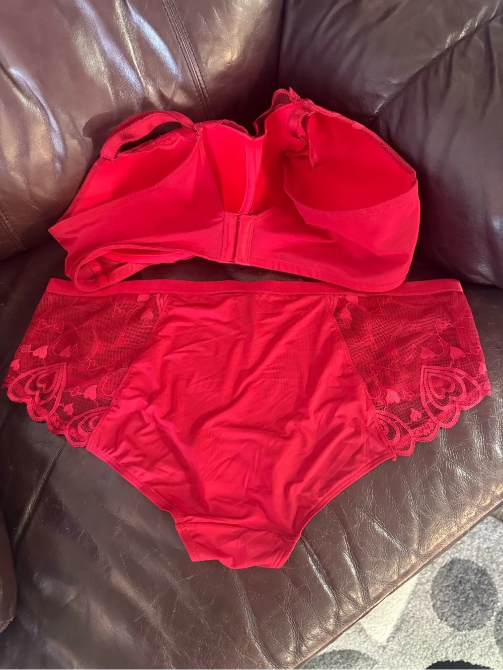 Torrid Red Lace Hearts Lightly Lined Bra and Brief Set